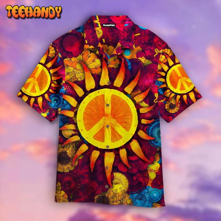 Hippie Peace Sign With SunFlower Hawaiian Shirt