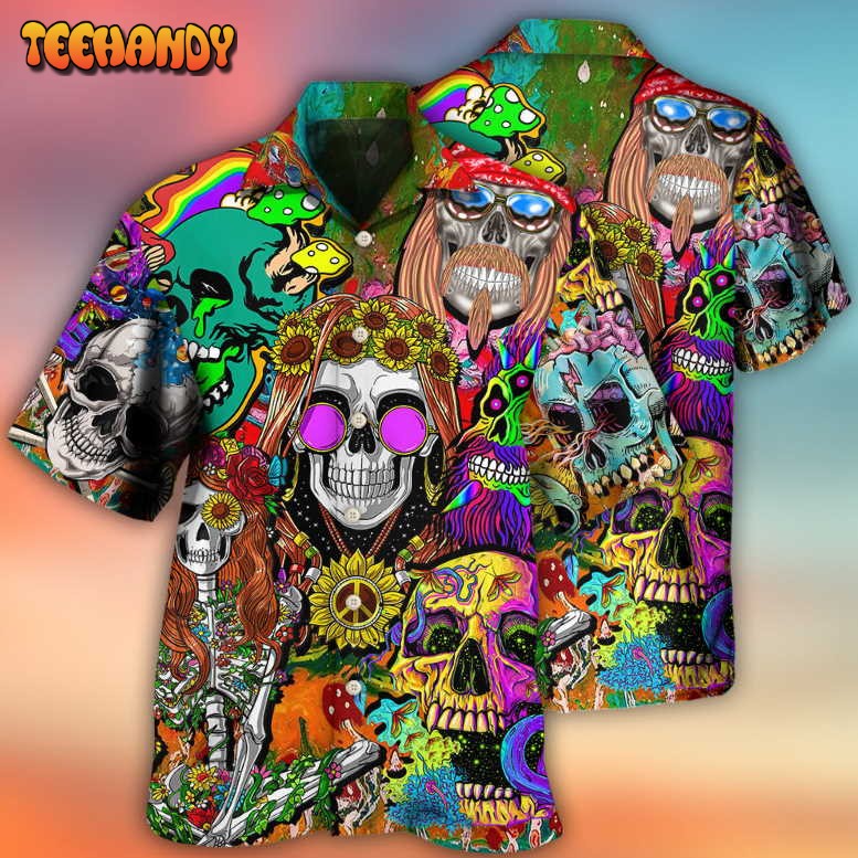 Hippie Skull Colorful Cool Style Hawaiian Shirt