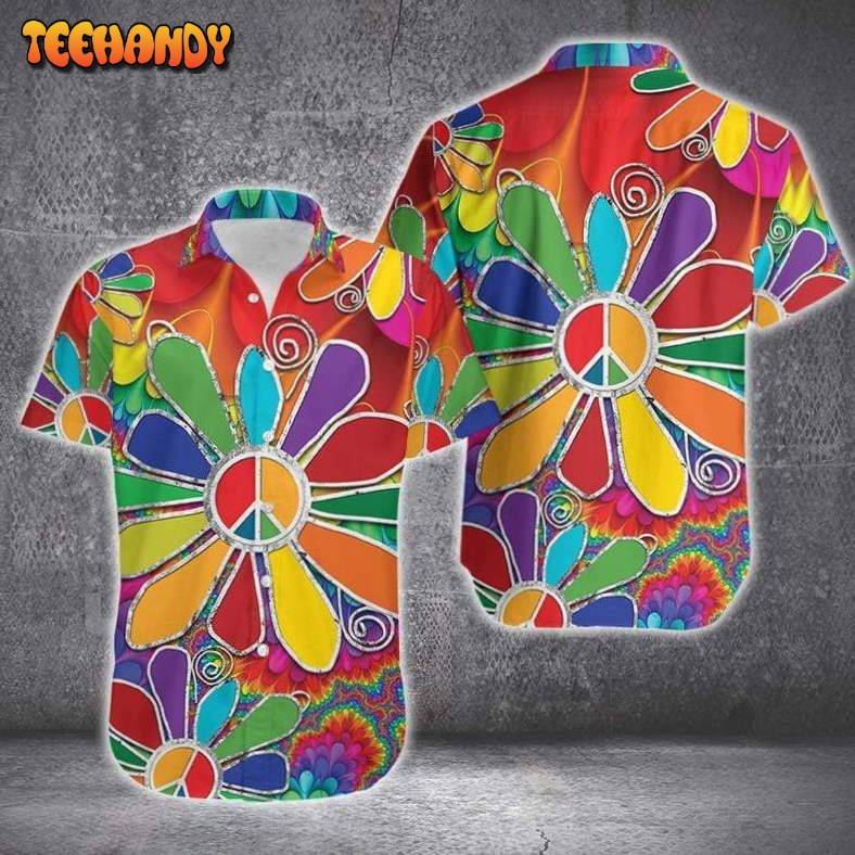 Hippie Tie Dye Flower Hawaiian Shirt