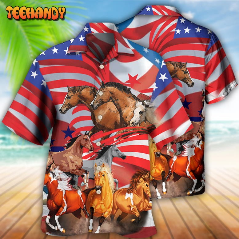 Horse Independence Day America Hawaiian Shirt