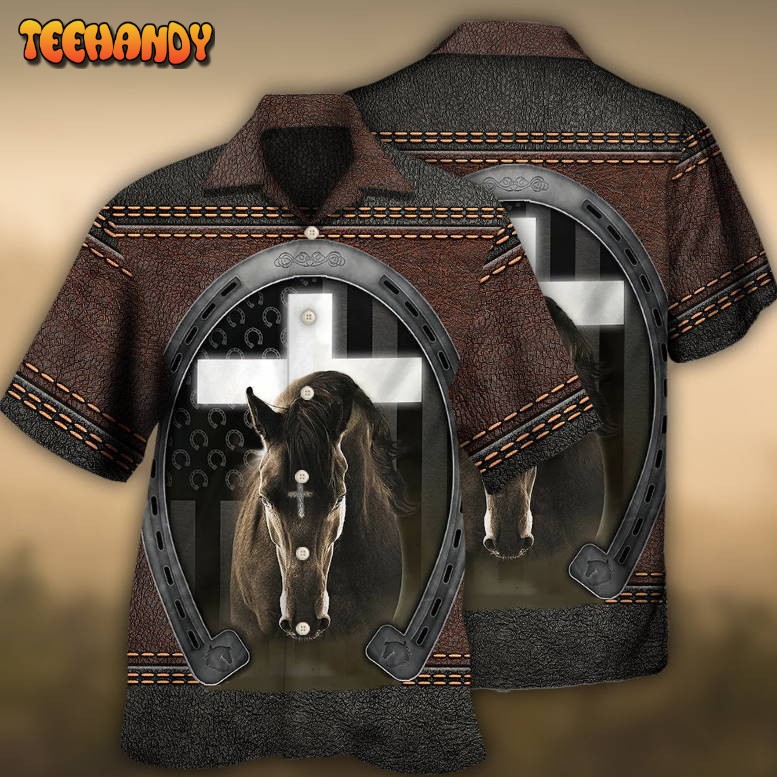 Horse Life Faith Leather Style Hawaiian Shirt