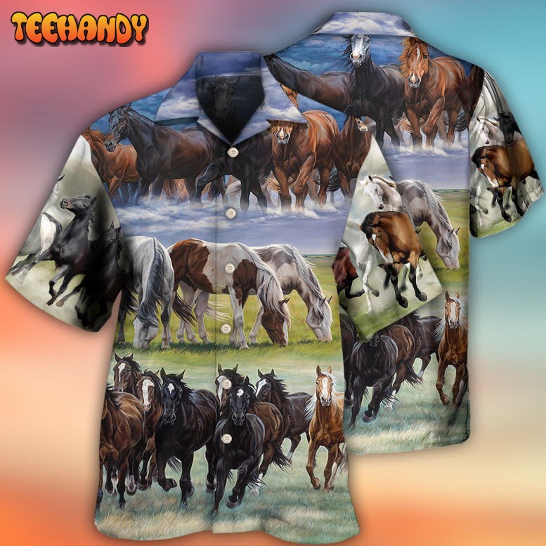 Horse Running Cool Painting Style Hawaiian Shirt