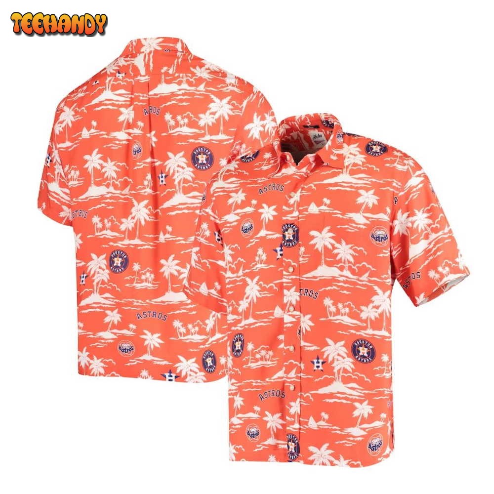 Houston Astros Orange Navy Vintage Hawaiian Shirt