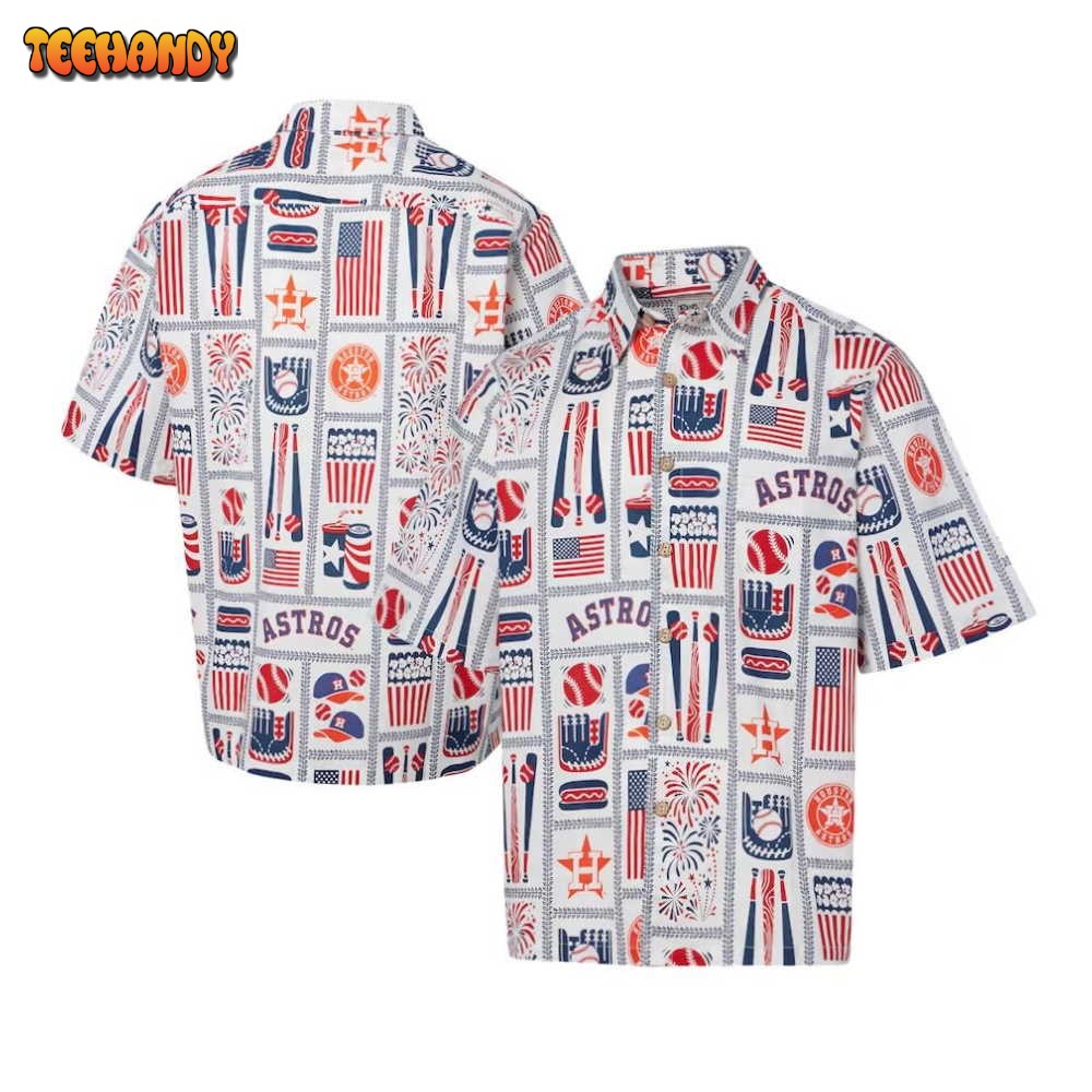 Houston Astros White Americana Hawaiian Shirt