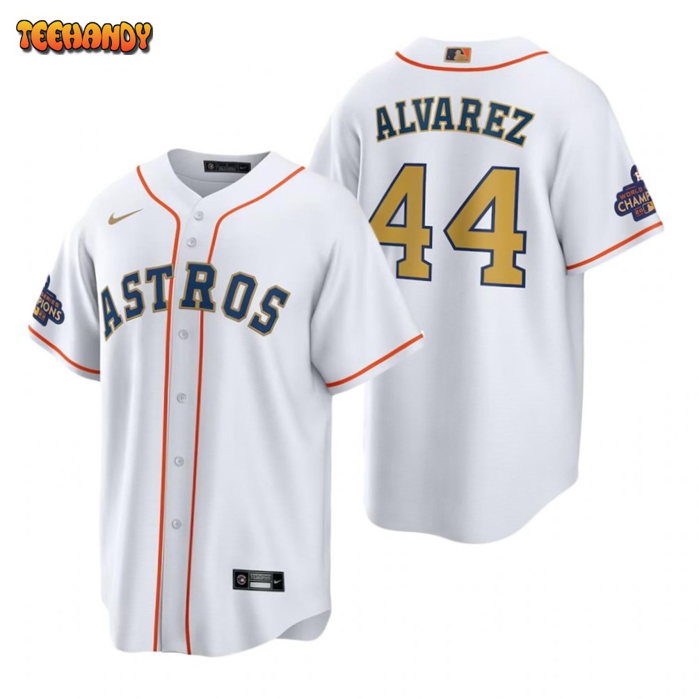 Houston Astros Yordan Alvarez White 2023 Gold Collection Replica Jersey