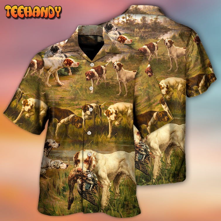 Hunting Dog Hunting Duck Art Style Hawaiian Shirt