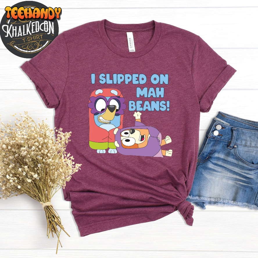 I Slipped On My Beans Shirt Funny Bluey and Bingo Toddler Shirt