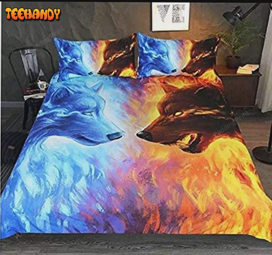 Ice And Fire Wolf Print 3d Bedding Sets