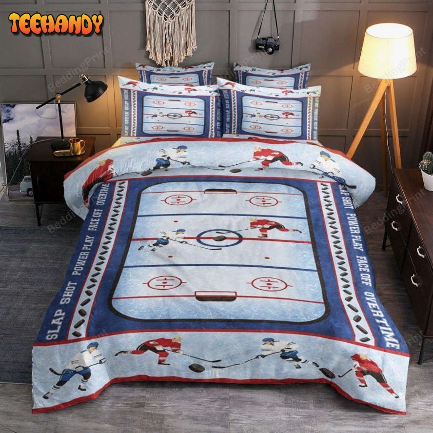 Ice Hockey Illustration Bedding Set