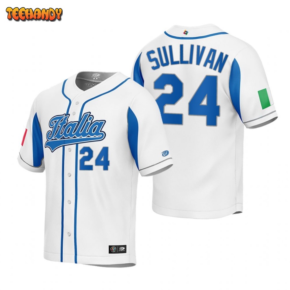 Italy Brett Sullivan White 2023 World Baseball Classic Jersey