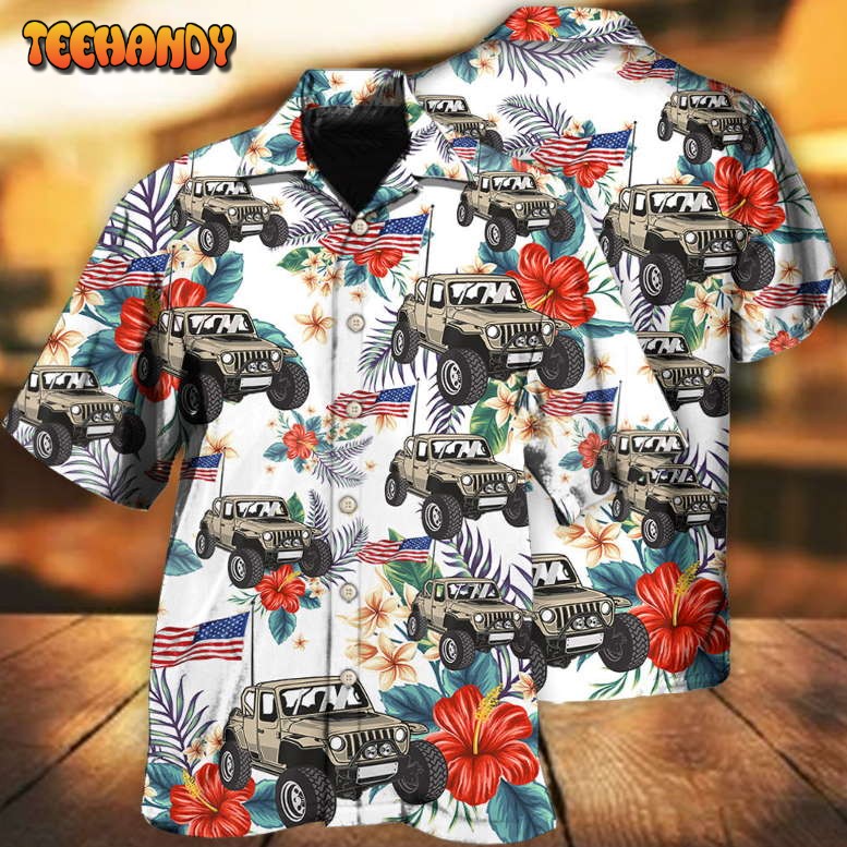 Jeep Independence Day Flower Style Hawaiian Shirt