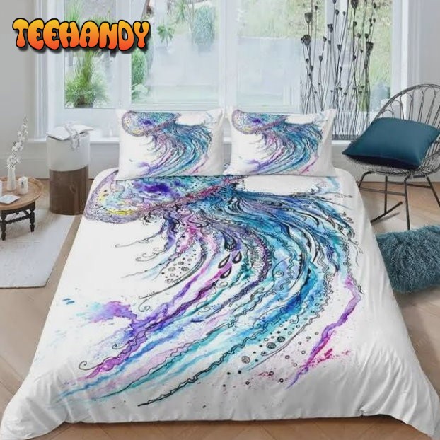 Jellyfish Watercolor Marine Life Pattern Duvet Cover Bedding Set