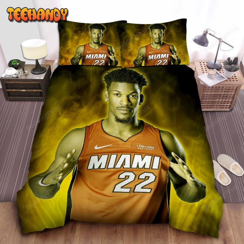 Jimmy Butler In Miami Heat Uniform Photograph Bedding Set