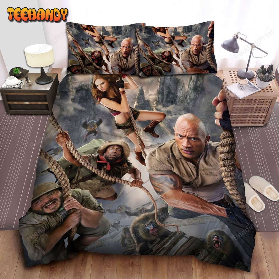 Jumanji Characters Escaping Mandrill Scenes Bedding Set