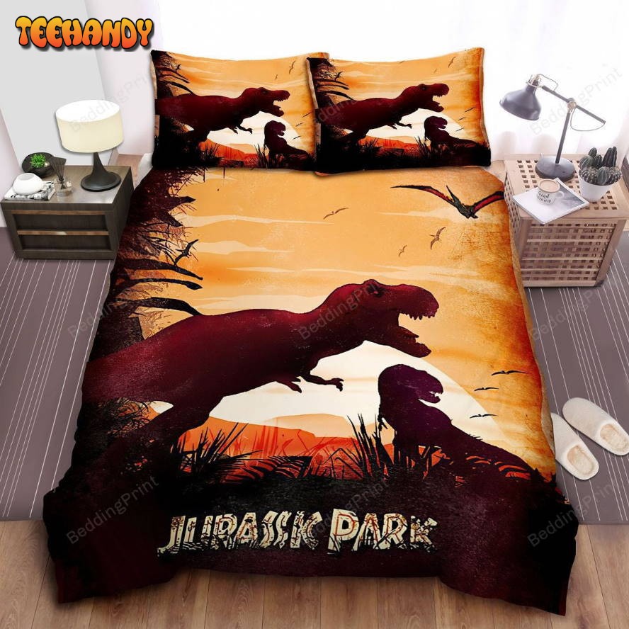 Jurassic Park T-Rex Under The Sunset Illustration Bedding Set