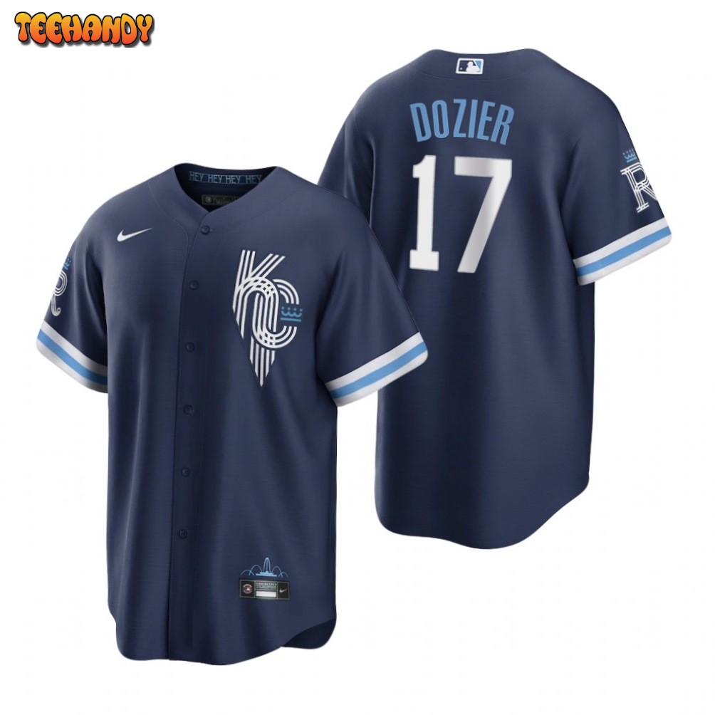 Kansas City Royals Hunter Dozier Navy 2022 City Connect Replica Jersey