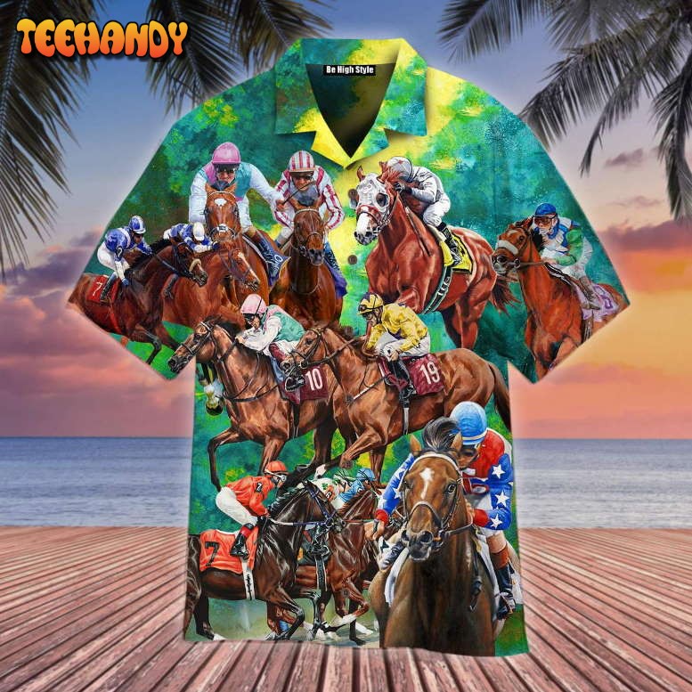 Kentucky Derby Horse Racing Aloha Hawaiian Shirt