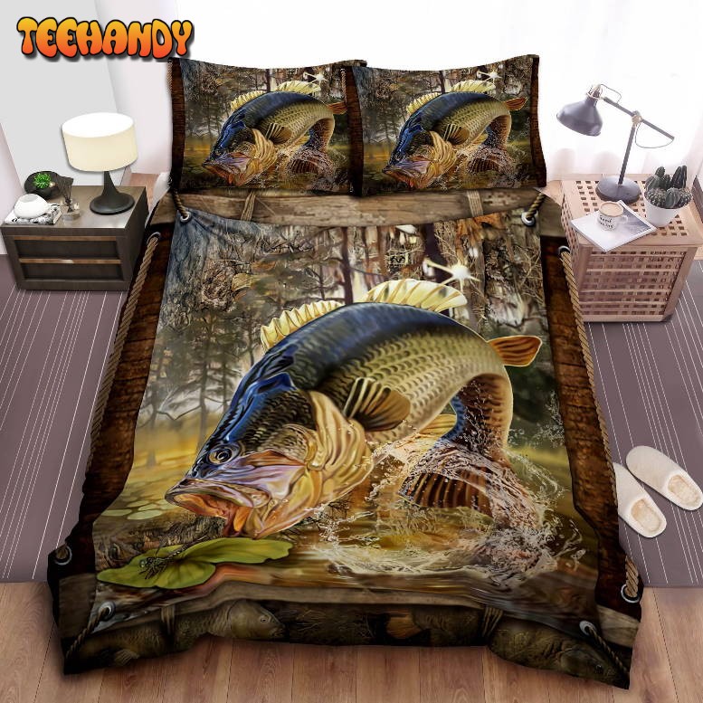 Largemouth Bass Fishing Bed Sheets Duvet Cover Bedding Sets