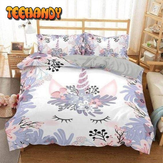 Lavender Floral Unicorn Duvet Cover Bedding Sets