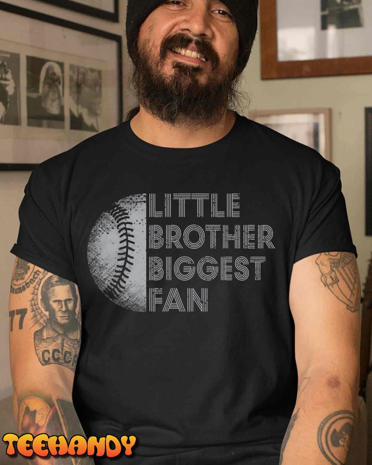 Little Brother Biggest Fan Baseball Season Gift For Boys T-Shirt