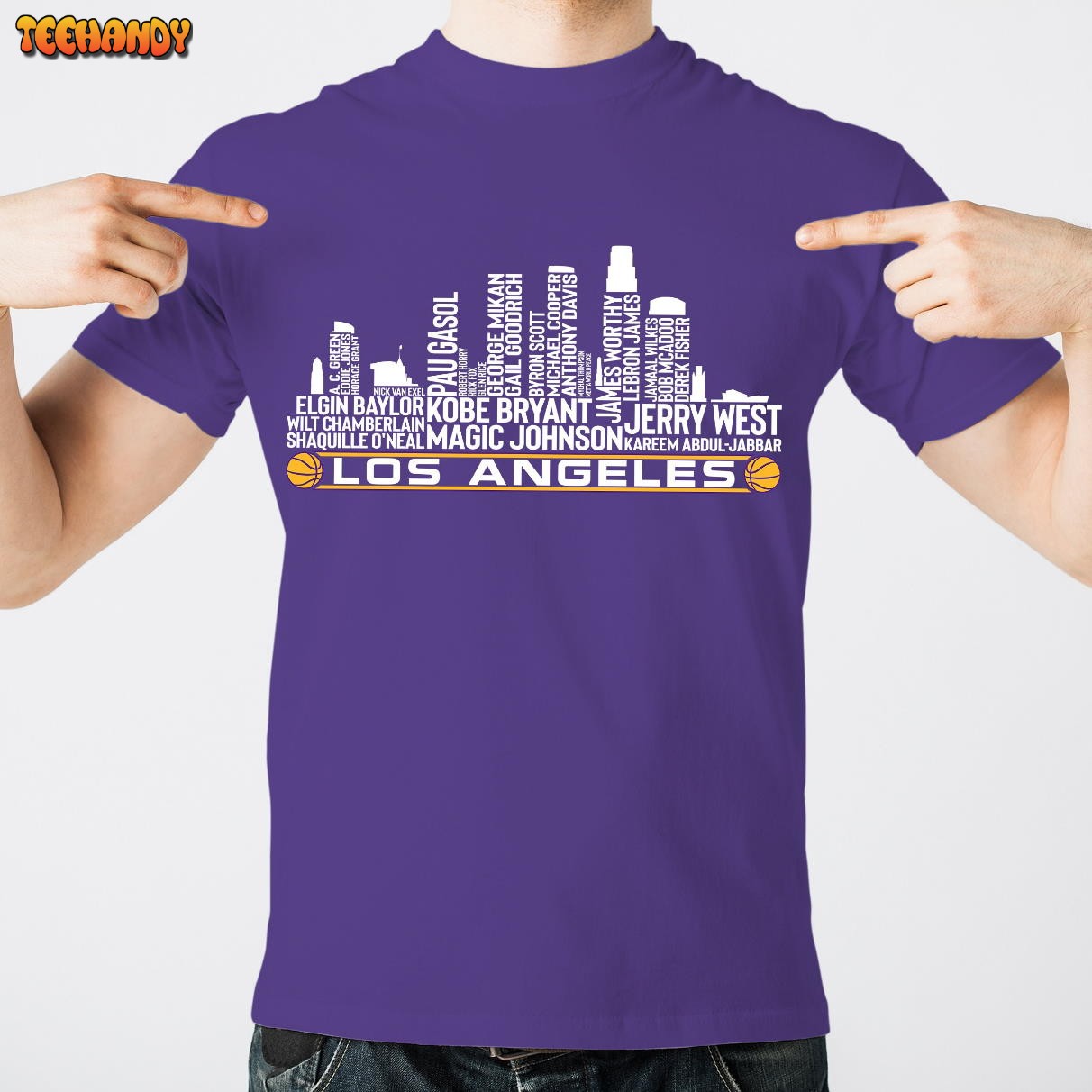 Los Angeles Basketball Team All Time Legends, Los Angeles City Skyline Unisex T Shirt