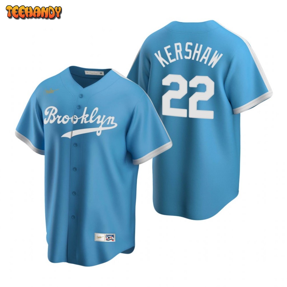 Los Angeles Dodgers Clayton Kershaw Light Blue Cooperstown Collection Jersey