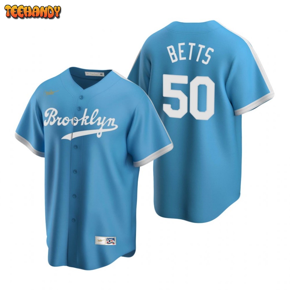 Los Angeles Dodgers Mookie Betts Light Blue Cooperstown Alternate Jersey