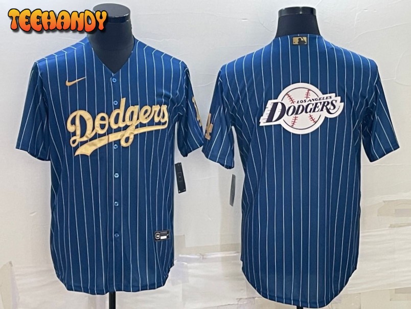 Los Angeles Dodgers Navy Gold Stripes Team Logo Edition Replica Jersey