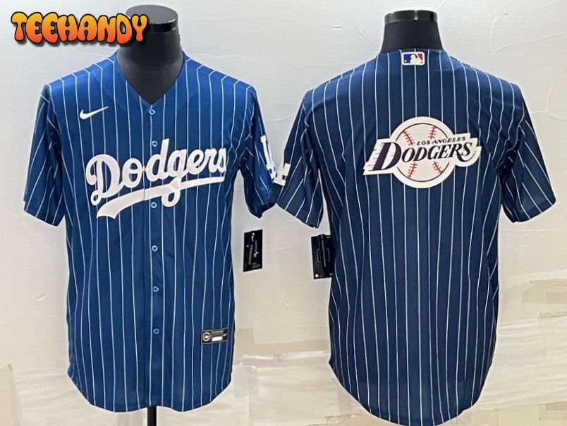 Los Angeles Dodgers Navy Stripes Team Logo Edition Replica Jersey