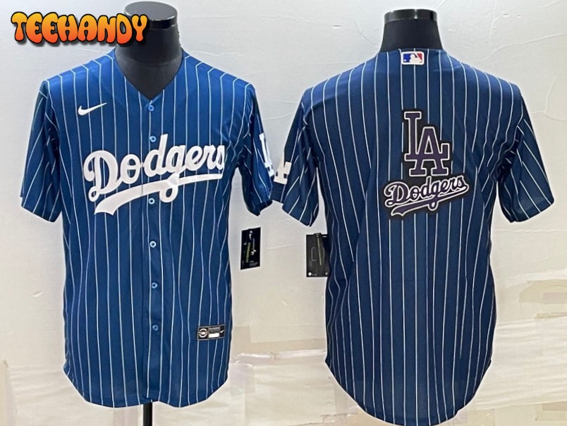 Los Angeles Dodgers Navy White Stripes Team Logo Edition Replica Jersey