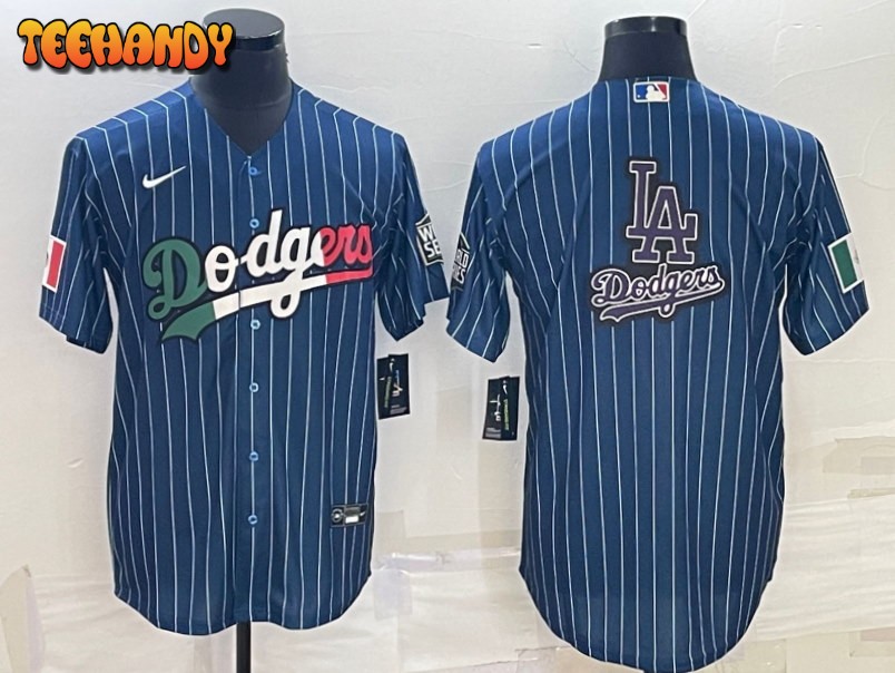 Los Angeles Dodgers Stripes Mexico Flag Team Logo Edition Replica Jersey