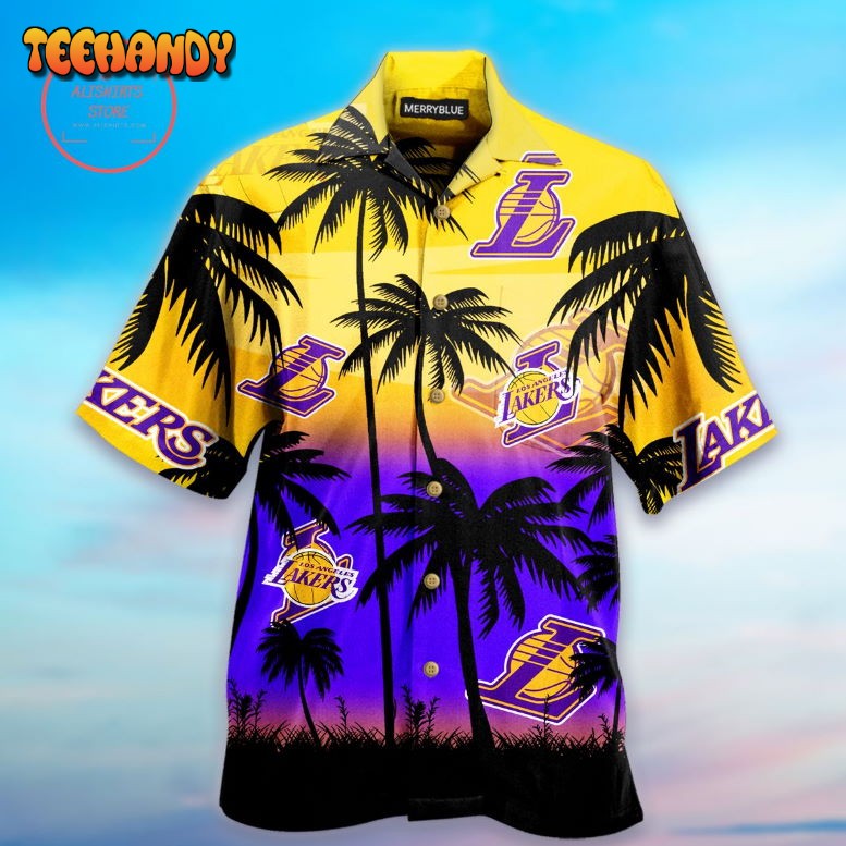 Los Angeles Lakers Palm Hawaiian Shirt