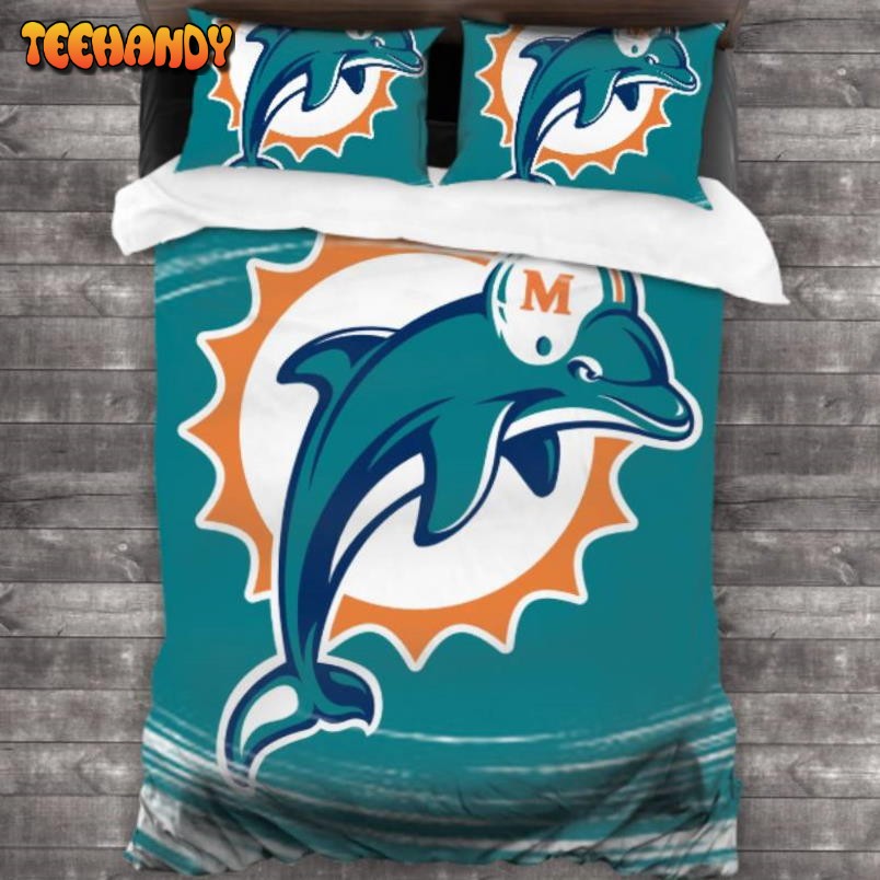 Machine Washable Miami Dolphins Logo Bedding Sets