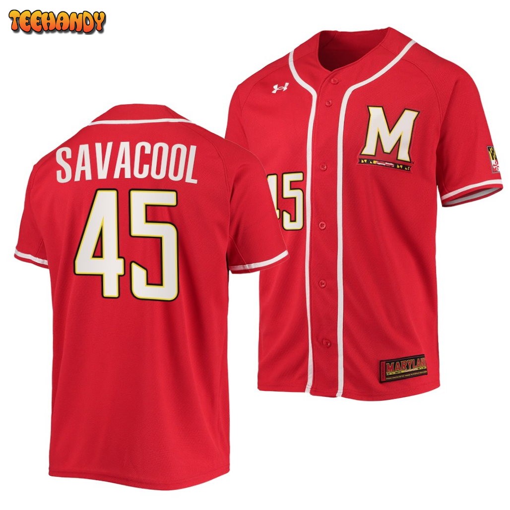 Maryland Terrapins Jason Savacool College Baseball Jersey Red