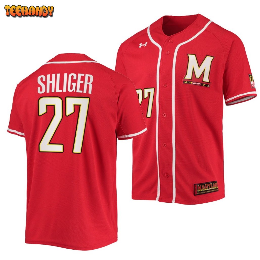 Maryland Terrapins Luke Shliger College Baseball Jersey Red