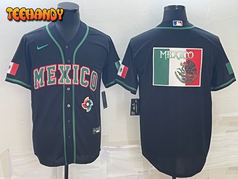 Mexico Black 2023 World Baseball Classic Jersey with Flag