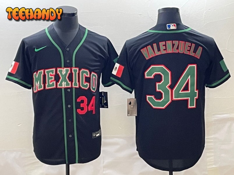 Mexico Fernando Valenzuela Black Red 2023 World Baseball Classic Jersey