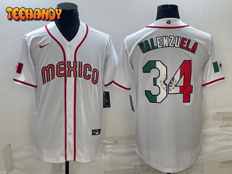 Mexico Fernando Valenzuela White 2023 World Baseball Classic Jersey Flag Edition