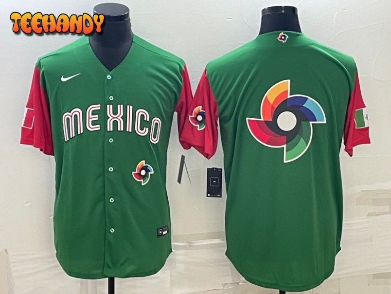 Mexico Green Red 2023 World Baseball Classic Jersey with Big Logo