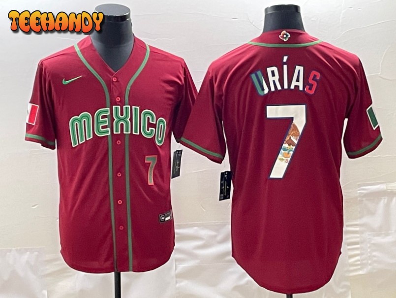 Mexico Julio Urias Red Green Flag Edition 2023 World Baseball Classic Jersey