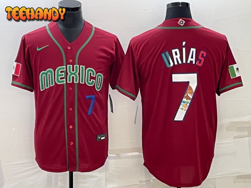 Mexico Julio Urias Red Royal 2023 World Baseball Classic Jersey with Flag