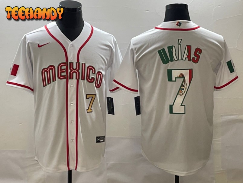 Mexico Julio Urias White Gold Flag Edition 2023 World Baseball Classic Jersey