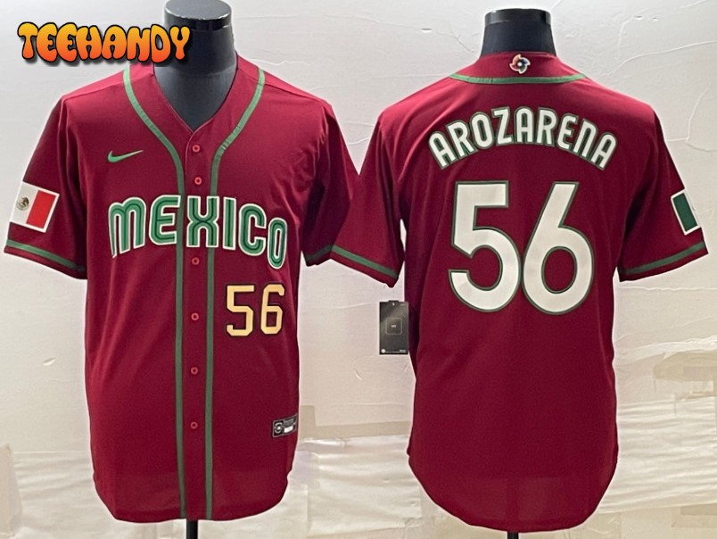 Mexico Randy Arozarena Red Gold 2023 World Baseball Classic Jersey