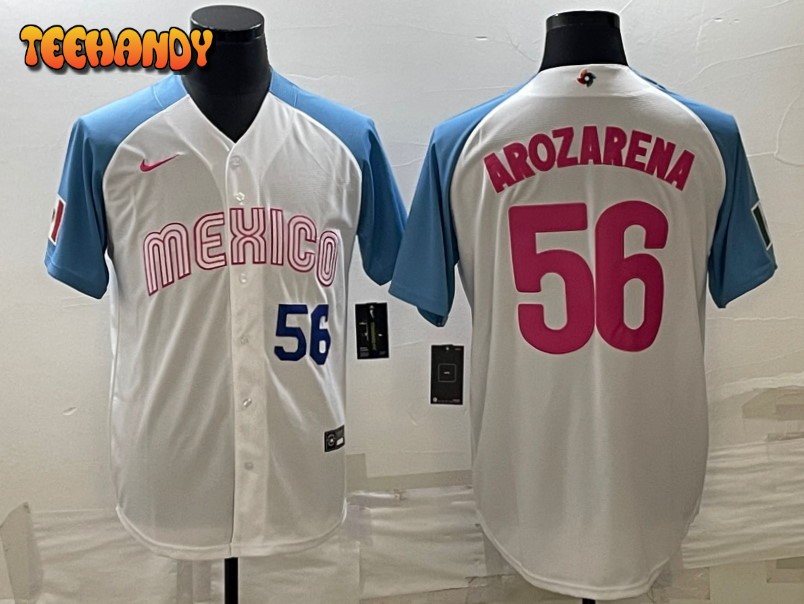 Mexico Randy Arozarena White Blue Navy 2023 World Baseball Classic Jersey