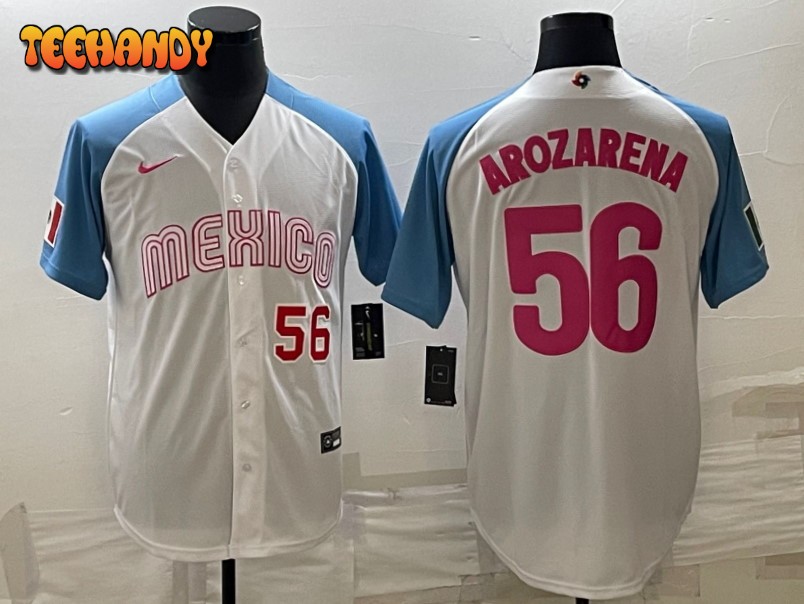 Mexico Randy Arozarena White Blue Red 2023 World Baseball Classic Jersey