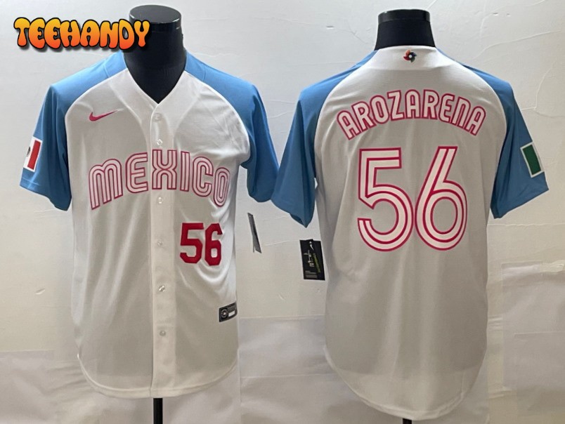 Mexico Randy Arozarena White Blue Red Pink 2023 World Baseball Classic Jersey