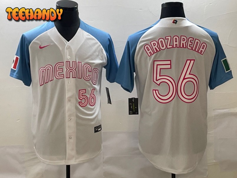 Mexico Randy Arozarena White Blue White Pink 2023 World Baseball Classic Jersey