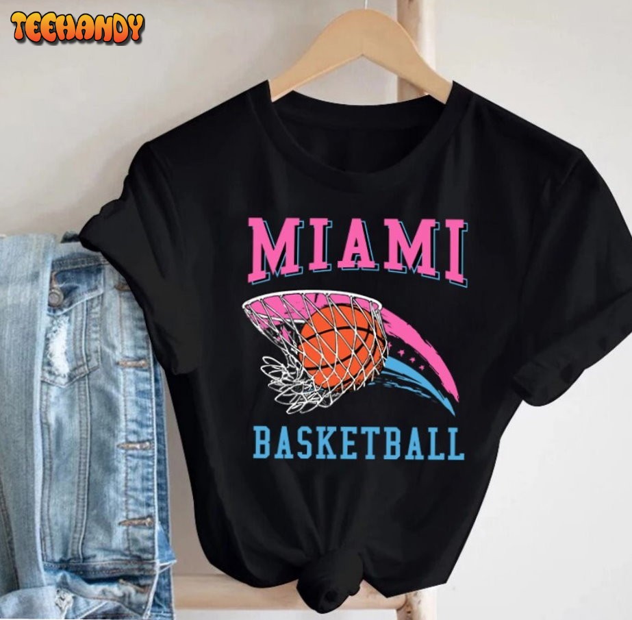 Miami Basketball Vintage Classic Unisex Black T Shirt, Miami Basketball Team Vintage Shirt