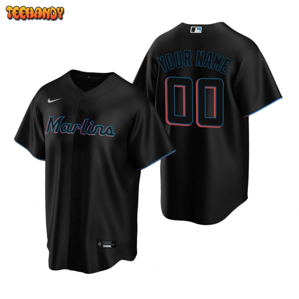 Miami Marlins Custom Black Alternate Replica Jersey