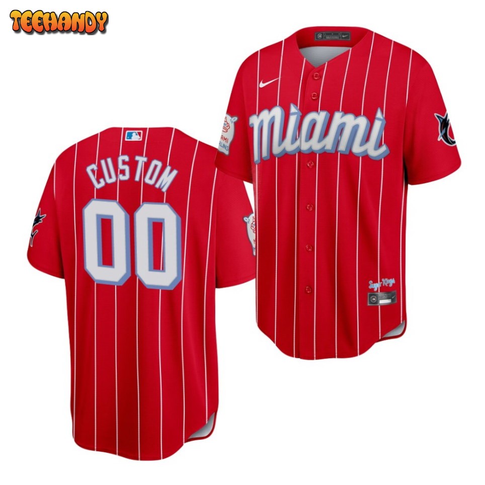 Miami Marlins Custom Red 2021 City Connect Replica Jersey